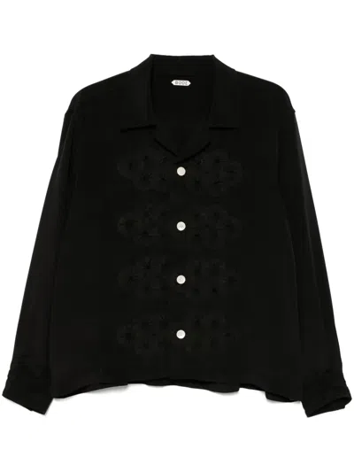 Bode Mens Silk Ribbon Garland Shirt In Black