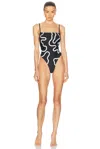 Bode Rickrack One Piece Swimsuit In Black & White