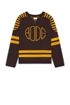 Bode Striped Lace-up Sweater In Brown & Yellow