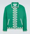 Bode Ripple Embellished Grosgrain-trimmed Cotton-canvas Jacket In Ecru Green
