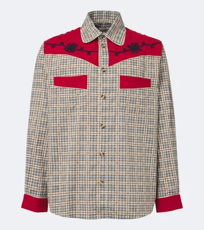 Bode River City Checked Cotton Poplin Western Shirt In Multi