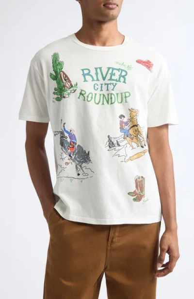Bode River City Cotton Graphic T-shirt In White