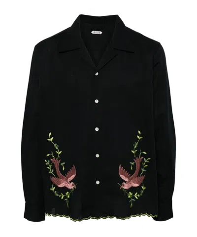 Bode Rosefinch Embroidered Shirt In Black