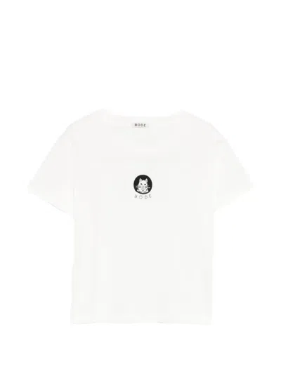 Bode Round-neck Cat-detail T-shirt In White