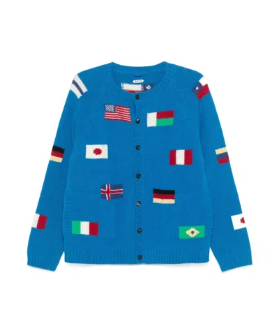 Bode Round The World Cardigan In Blue