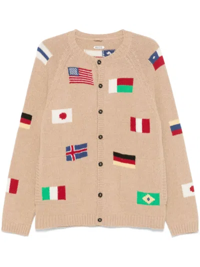 Bode Round The World Cardigan In Neutrals