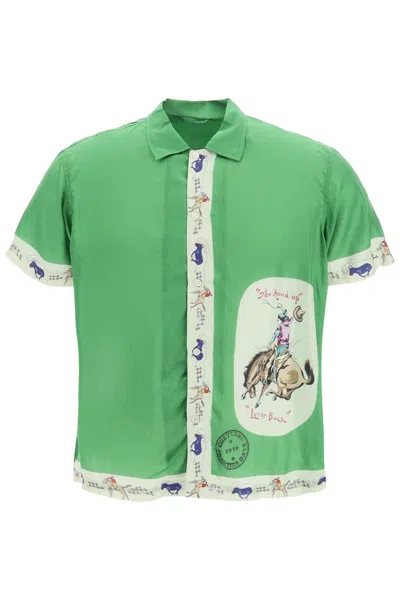 Pre-owned Bode 'round Up' Silk Shirt In Green