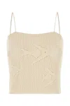 Bode Sand Crochet Angel Fish Top In Beige
