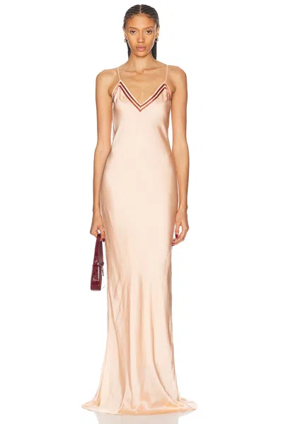 Bode Sateen Slip Dress In Nude