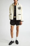 Bode Satin Gym Shorts In Black Cream
