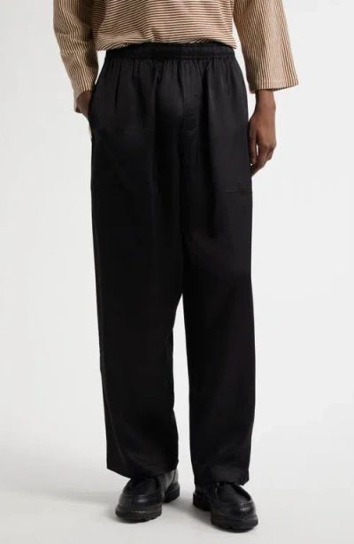 Bode Satin Track Pants In Black Cream