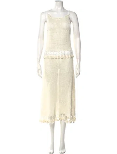 Pre-owned Bode Scoop Neck Midi Length Dress W/ Tags In Neutral