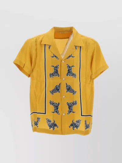 Bode Printed Silk-twill Shirt In Yellow