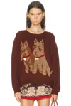Bode Scottie Sweater In Brown