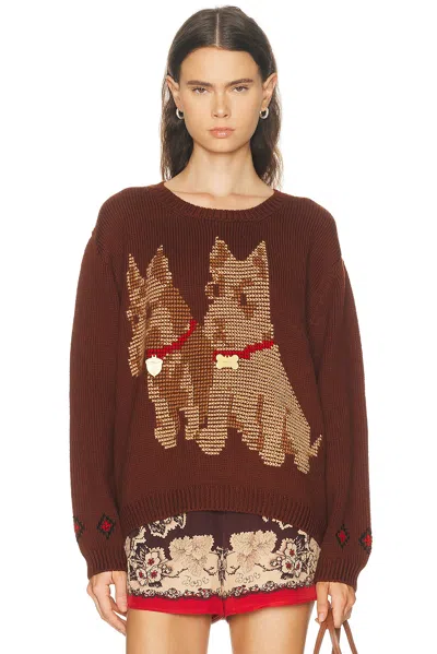 Bode Scottie Sweater In Brown