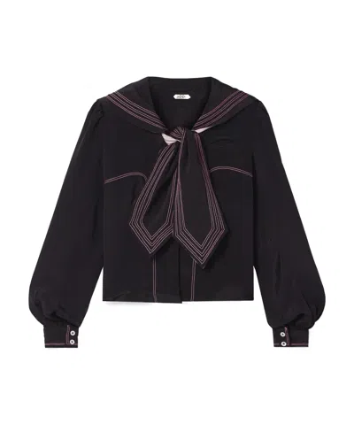 BODE BODE EMBROIDERED SAILOR COLLAR TOP