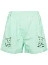 Bode See You At The Barn Cotton Shorts In Green