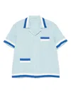 Bode Seedling Stripe Linen Camp Shirt In Blau