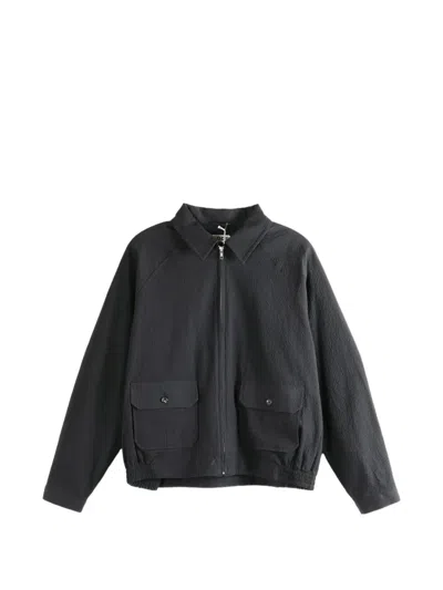 Bode Seersucker Coach's Bomber Jacket In Black