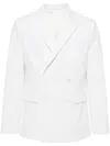 Bode Marsh Double-breasted Embellished Tulle-trimmed Linen Suit Jacket In White