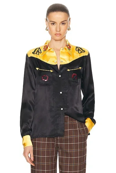 Bode Sequin Rodeo Shirt In Gold & Black