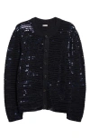 Bode Sequin Spotlight Virgin Wool Cardigan In Black