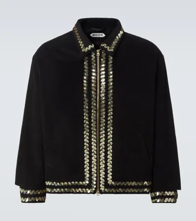 Bode Sequined Cotton Corduroy Jacket In Black