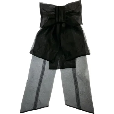 Bode Sheer Silk Organza Bevel Bow Barrette In Black