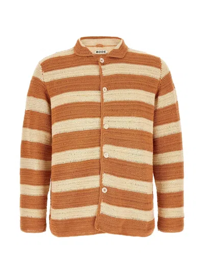 Bode Sherbet Crochet-knit Striped Shirt In Multi