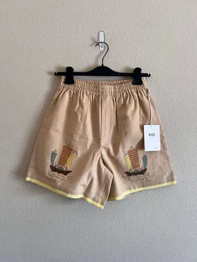 Pre-owned Bode Ship Applique Shorts In Tan