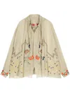 Bode Embroidered-design Silk Chiffon Blouse In Ecru Multi
