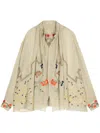 Bode Embroidered-design Silk Chiffon Blouse In Ecru Multi