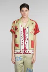 Bode Man Shirt Sage Green Size L Silk In Green