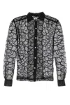 Bode Pewter Shoal Sequined Mesh Shirt In Black
