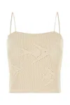 Bode Sand Crochet Angel Fish Top In Beige O Tan