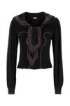 Bode Silk Seafarer Mini Shirt For Women In Black