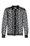 Bode Pewter Shoal Sequined Mesh Shirt In Black