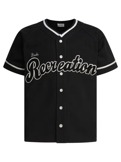 Bode Mens Baseball Velvet-patch Cotton-poplin Shirt Black Xl