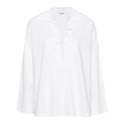 Bode Bonnie Lace-up Cotton Shirt In Neutrals