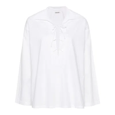Bode Bonnie Lace-up Cotton Shirt In Beige
