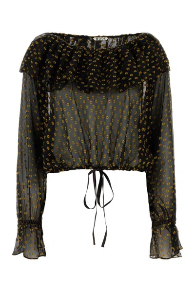 Bode Black Stadium Dot Blouse In Printed