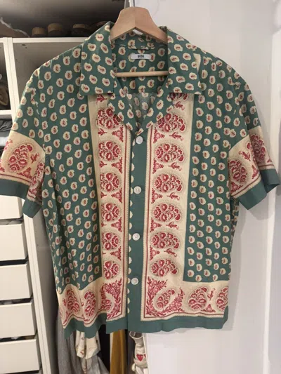 Pre-owned Bode Short Sleeve Button Down Shirt In Green