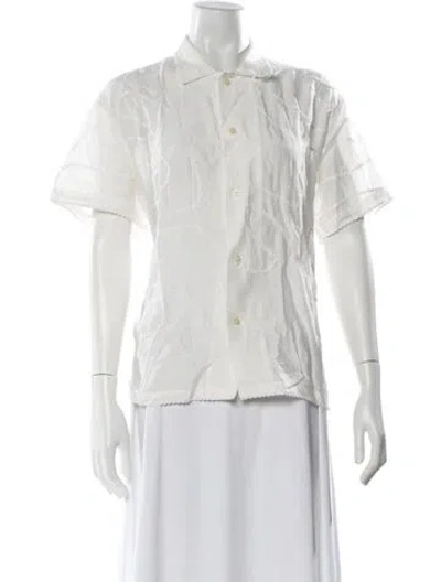 Pre-owned Bode Short Sleeve Button-up Top In Neutral