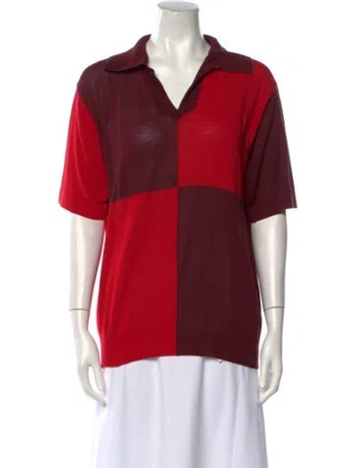 Pre-owned Bode Short Sleeve Polo In Red