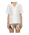 Bode Meandering Lace Short Sleeve Shirt In White