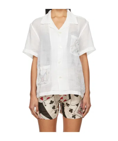 Bode Short Sleeve Shirt In White