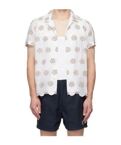 Bode White Floral Aperture Short Sleeve Shirt