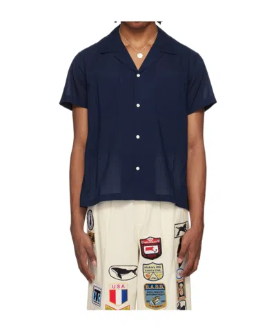 Bode Short-sleeved Shirt In Navy Blue