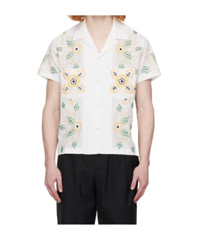 Bode Buttercup Floral-embroidered Cotton Shirt In Cream