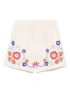 Bode Garden Party Straight-leg Bead-embellished Linen Shorts In Ecru Multi